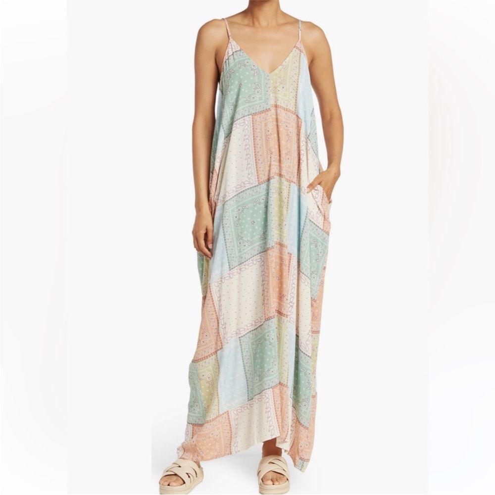 🆕 Lovestitch Bohemian Paisley Patchwork Maxi Dress with Pockets, Size S/M